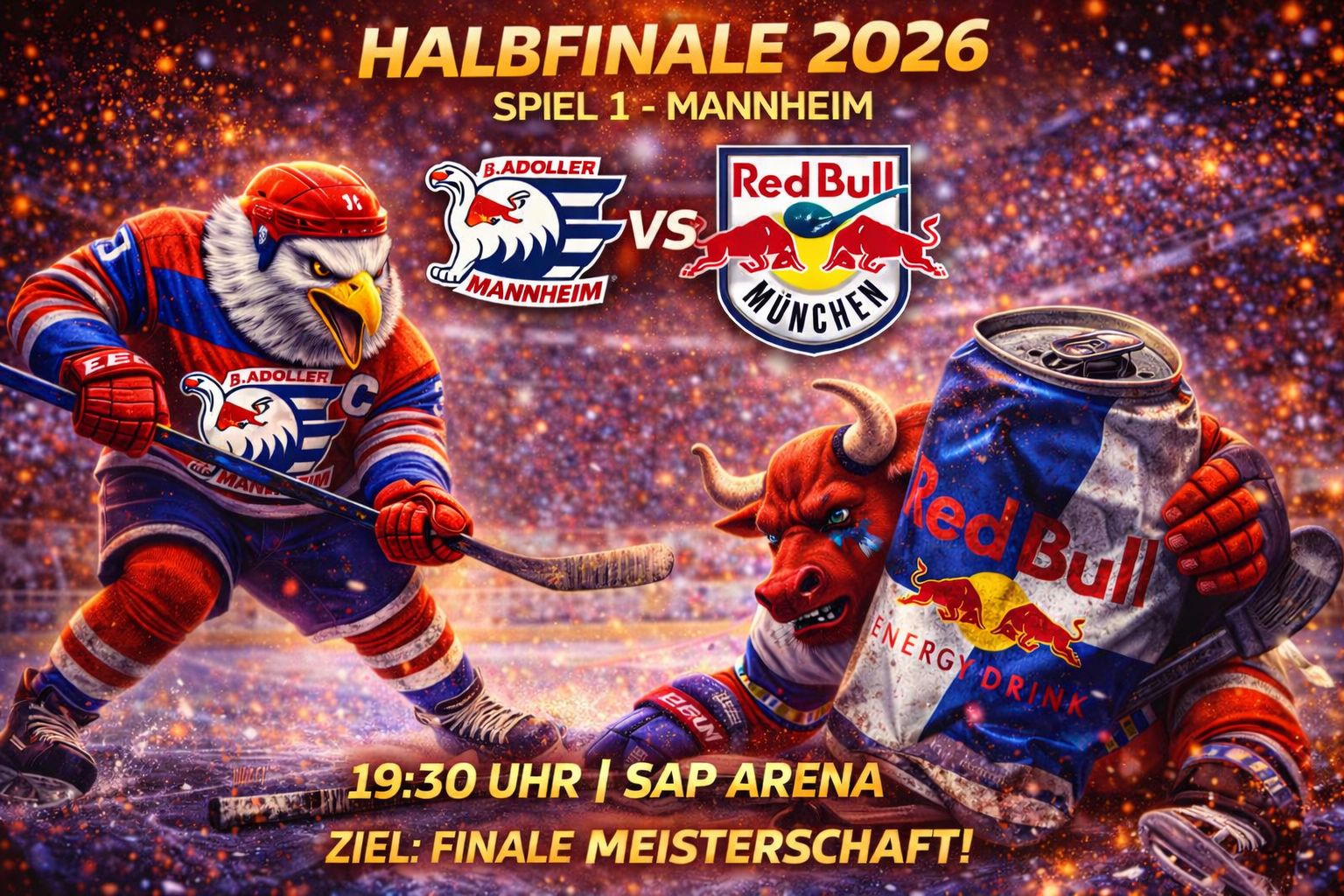 🦅 08.04.2026 – Halbfinale, Spiel 1: Adler Mannheim gegen Red Bull München